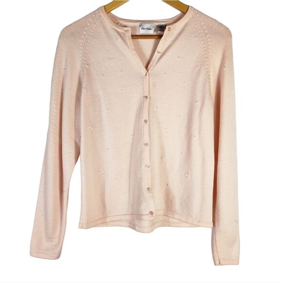 le moda Light pink merion wool Vintage cardigan - Picture 1 of 8